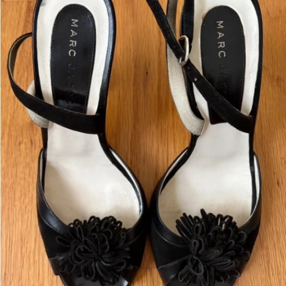 Marc Jacobs Black Heels with Floral Accents